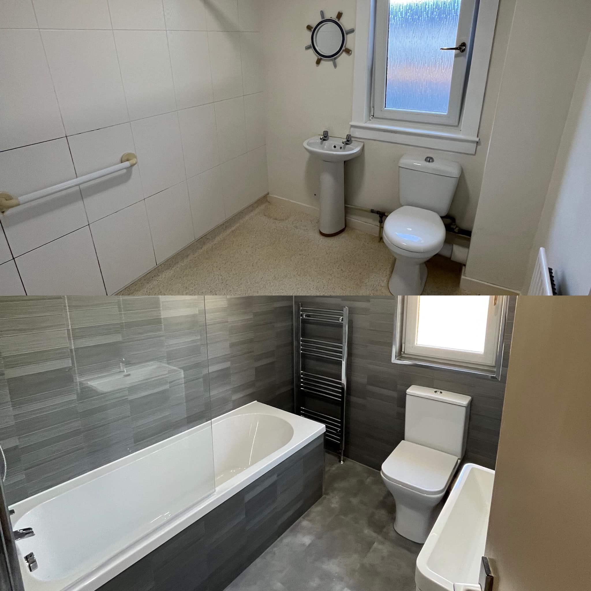 Before and after bathroom transformation