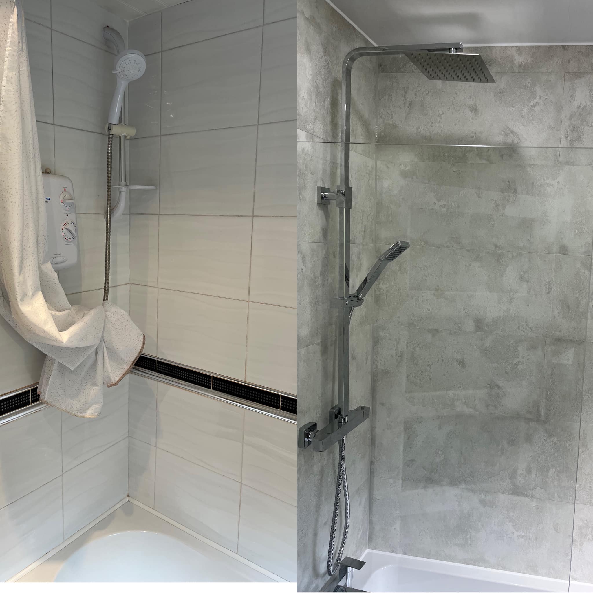 Before and after shower transformation